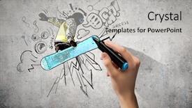  Presentation with hand drawn cartoon of sports - Colorful presentation enhanced with close up of hand drawing backdrop and a light gray colored foreground