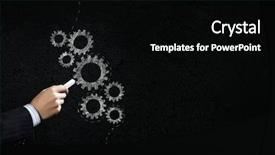  Presentation with gears - Cool new presentation theme with close up of hand drawing backdrop and a black colored foreground