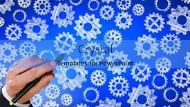  Presentation with gears - Amazing presentation design having close-up-of-hand-drawing backdrop and a light blue colored foreground