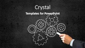  Presentation with mechanism - Colorful slide deck enhanced with close up of hand drawing gears mechanism with chalk backdrop and a dark gray colored foreground