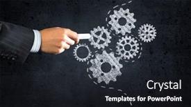  Presentation with mechanism - Colorful slide deck enhanced with close up of hand drawing gears mechanism with chalk backdrop and a wine colored foreground