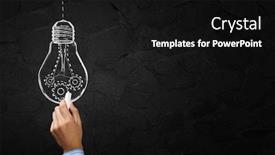  Presentation with mechanism - Theme consisting of close up of hand drawing gears mechanism with chalk background and a black colored foreground