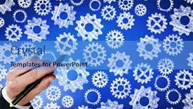  Presentation with gears - PPT layouts featuring close-up-of-hand-drawing background and a light blue colored foreground
