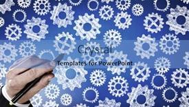  Presentation with gears - Beautiful slides featuring close-up-of-hand-drawing backdrop and a light blue colored foreground