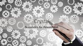 Presentation with gears - Presentation design consisting of close-up-of-hand-drawing background and a light gray colored foreground