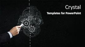  Presentation with mechanism - Slide deck consisting of close up of hand drawing gears mechanism with chalk background and a black colored foreground