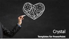  Presentation with mechanism - Beautiful slide deck featuring close up of hand drawing gears mechanism with chalk backdrop and a dark gray colored foreground