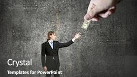  Presentation with giving - Colorful slide deck enhanced with close up of hand giving money to businessman backdrop and a dark gray colored foreground