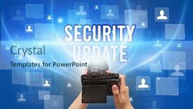  Presentation with camera security - Slides featuring close-up-of-hand-holding background and a light blue colored foreground