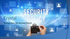  Presentation with video surveillance - Presentation theme featuring close-up-of-hand-holding background and a light blue colored foreground