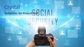  Presentation with social security - Slide set with close-up-of-hand-holding background and a light blue colored foreground