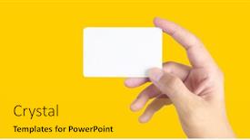  Presentation with virtual hand - Presentation theme with close-up-of-hand-holding background and a gold colored foreground