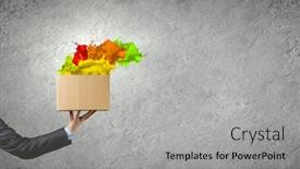  Presentation with box carton - Audience pleasing presentation theme consisting of birthday presentation template - close up of hand holding backdrop and a light gray colored foreground