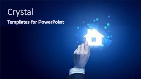  Presentation with digital - Presentation theme having close-up-of-hand-holding background and a navy blue colored foreground