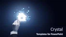  Presentation with digital - Amazing PPT theme having close-up-of-hand-holding backdrop and a navy blue colored foreground