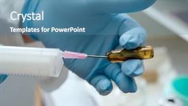  Presentation with ampoule - Beautiful slides featuring disposable glove - close-up of hand holding painkiller backdrop and a teal colored foreground