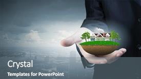  Presentation with green life - Slide deck with close up of hand presenting background and a gray colored foreground