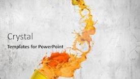  Presentation with paint bucket - Slide set featuring close up of hand splashing colorful paint from colorful bucket background and a white colored foreground