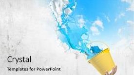  Presentation with paint bucket - Slide deck featuring carton worship - close up of hand splashing background and a white colored foreground