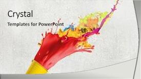  Presentation with paint bucket - Presentation theme having color splash - close up of hand splashing background and a sky blue colored foreground