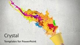  Presentation with paint bucket - Beautiful slides featuring close up of hand splashing colorful paint from bucket backdrop and a light gray colored foreground