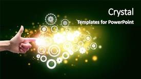  Presentation with hand touching finger digital - Colorful PPT theme enhanced with close-up-of-hand-touching and a black colored foreground