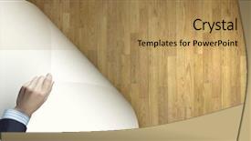  Presentation with white sheet - PPT theme with close up of hand turning background and a coral colored foreground