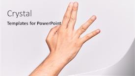  Presentation with vulcan - Amazing presentation theme having close-up-of-hand backdrop and a sky blue colored foreground