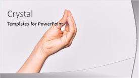  Presentation with movement - PPT theme consisting of close-up-of-hand background and a sky blue colored foreground