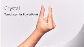  Presentation with fingers - PPT theme featuring close-up-of-hand background and a white colored foreground