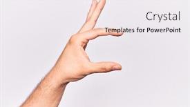  Presentation with fingers - Slide deck enhanced with close-up-of-hand background and a sky blue colored foreground