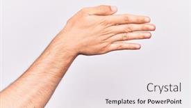  Presentation with stretching - PPT theme having close-up-of-hand background and a white colored foreground