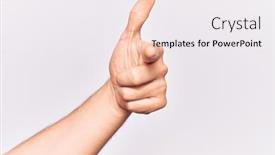  Presentation with forefinger - Slide set consisting of close-up-of-hand background and a sky blue colored foreground