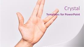  Presentation with vulcan - Amazing presentation theme having close-up-of-hand backdrop and a sky blue colored foreground