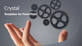  Presentation with mechanism - Presentation theme having close-up-of-hand background and a gray colored foreground