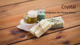  Presentation with handmade spa lavender soap - Slide set enhanced with close up of handmade soap background and a  colored foreground