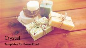  Presentation with eco soap - Presentation theme having close up of handmade soap background and a red colored foreground