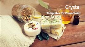  Presentation with cosmetics natural - Amazing slide deck having close up of handmade soap backdrop and a coral colored foreground