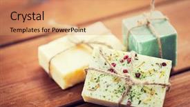  Presentation with eco soap - Theme having close up of handmade soap background and a  colored foreground