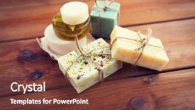  Presentation with handmade spa bath soap - Theme consisting of close up of handmade soap background and a tawny brown colored foreground