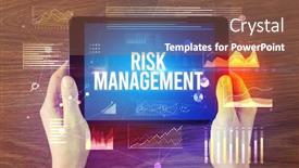  Presentation with risk management - Colorful PPT theme enhanced with close-up-of-hands-holding backdrop and a tawny brown colored foreground