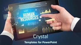  Presentation with human resources - Slide set with close-up-of-hands-holding background and a ocean colored foreground