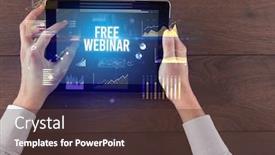  Presentation with hands holding black tablet - Presentation enhanced with close-up-of-hands-holding background and a tawny brown colored foreground