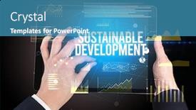  Presentation with sustainable development - Colorful slides enhanced with close-up-of-hands-holding backdrop and a teal colored foreground