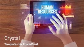  Presentation with human resources - Colorful slide deck enhanced with close-up-of-hands-holding backdrop and a tawny brown colored foreground