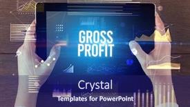  Presentation with business profit - Slide deck featuring close-up-of-hands-holding background and a navy blue colored foreground