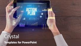  Presentation with action plan - Slide set having close-up-of-hands-holding background and a tawny brown colored foreground