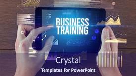  Presentation with business training - Presentation theme with close-up-of-hands-holding background and a navy blue colored foreground