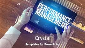  Presentation with performance management - Presentation theme featuring close-up-of-hands-holding background and a violet colored foreground