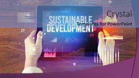  Presentation with sustainable development - Presentation enhanced with close-up-of-hands-holding background and a teal colored foreground